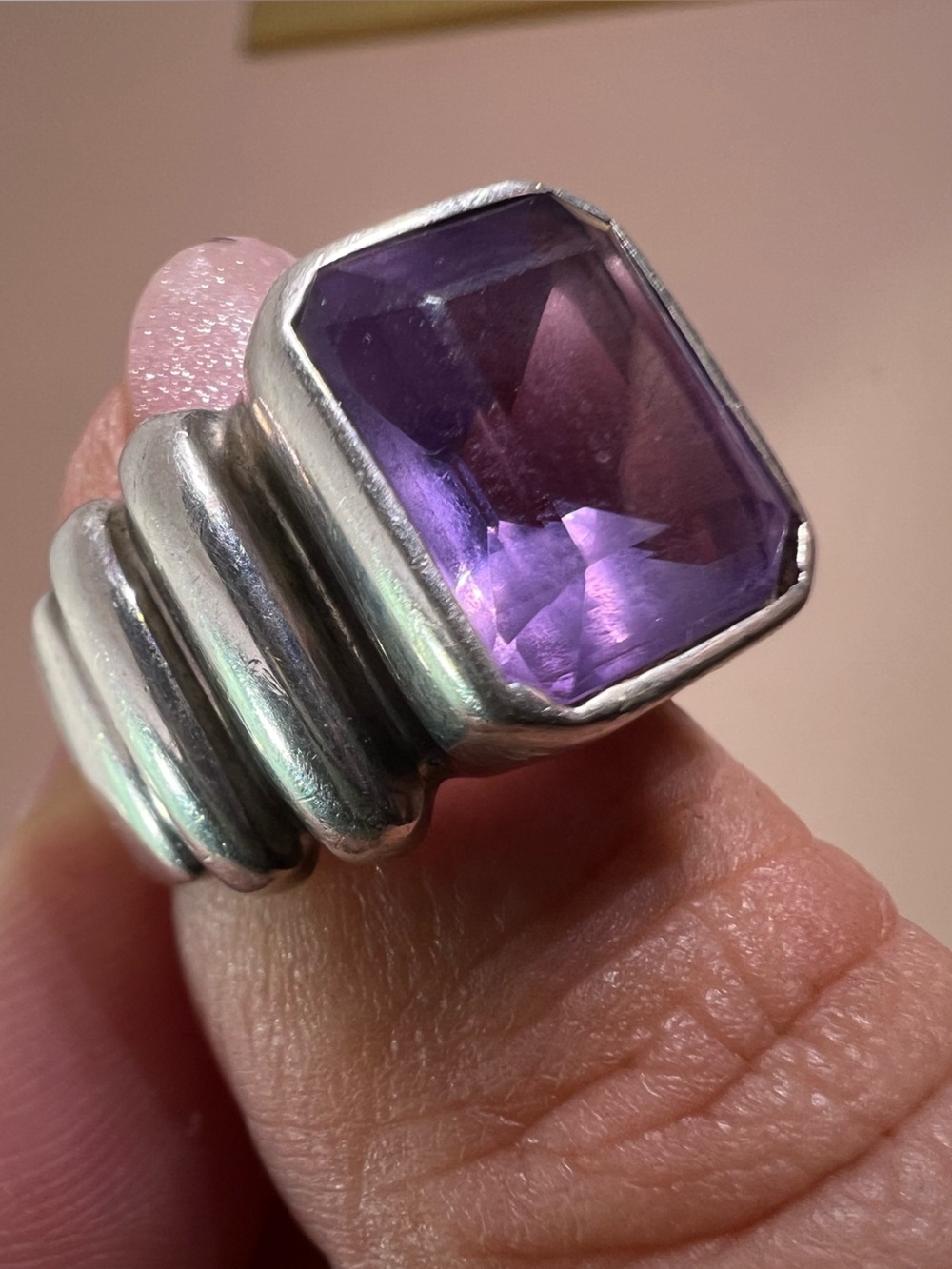 Sterling Silver Amethyst Statement Ring